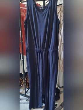 Pretty GARDEN Navy Sleeveless Jumpsuit - Casual Wide Leg